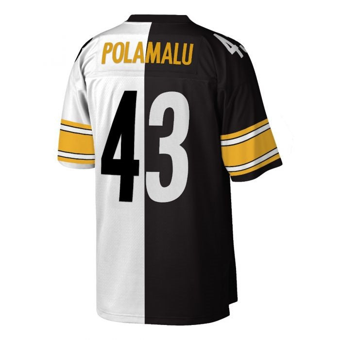 Leino P.Steelers #43 Troy Polamalu White/Black  Mitchell & Ness Replica Limited Split Jersey