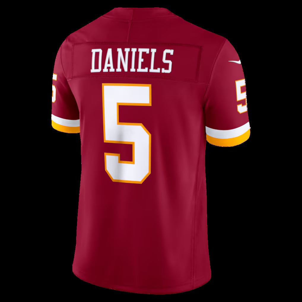 Leino W.Commanders #5 Jayden Daniels Burgundy Puhics Vapor F.U.S.E. Sewn Down Limited Jersey