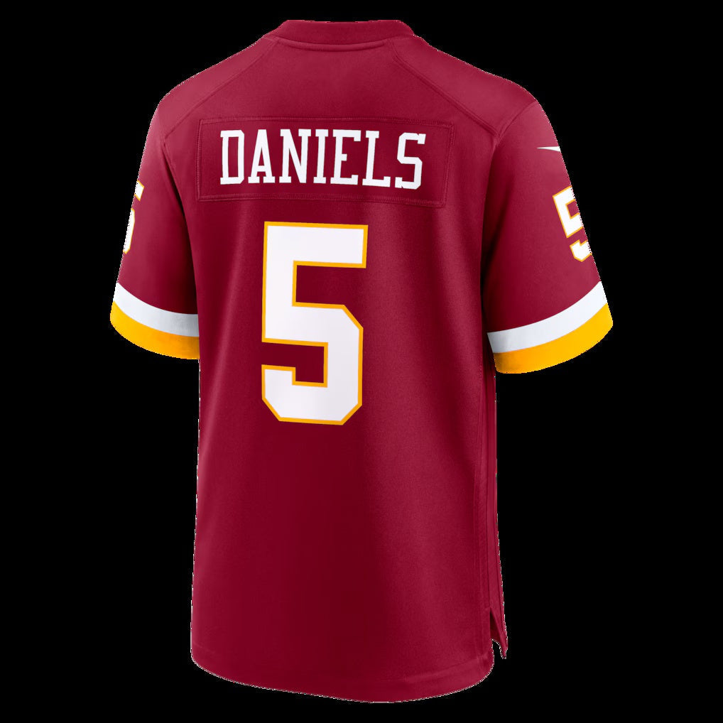 Leino W.Commanders #5 Jayden Daniels Burgundy Puhics Game Jersey