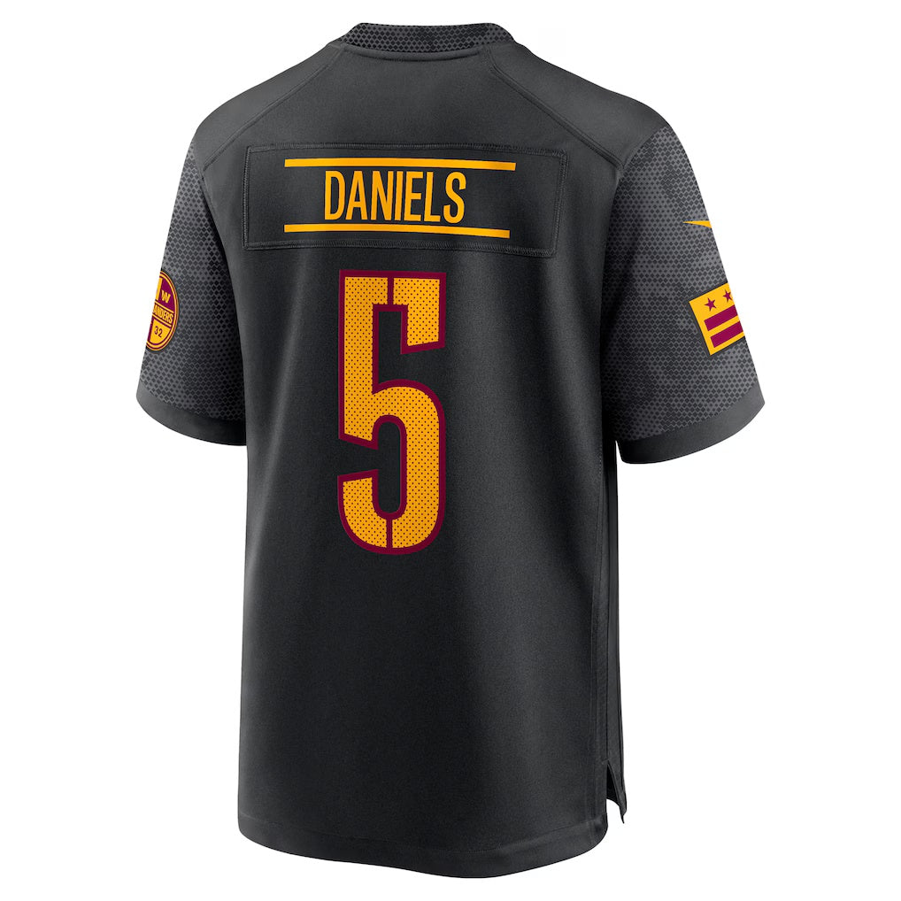 Leino W.Commanders #5 Jayden Daniels Black Puhics Alternate Game Player Jersey
