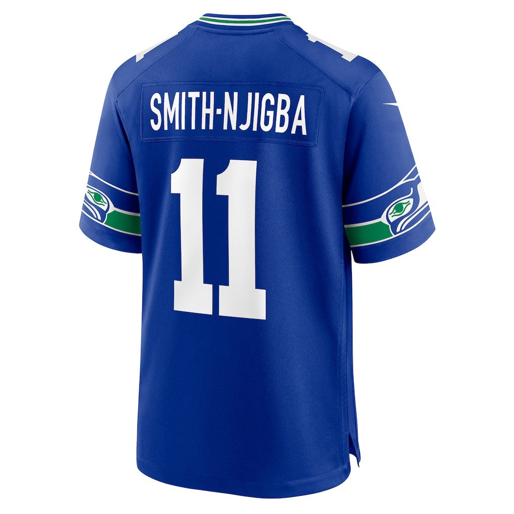 Leino S.Seahawks #11 Jaxon Smith-Njigba Royal  Throwback Player Game Jersey