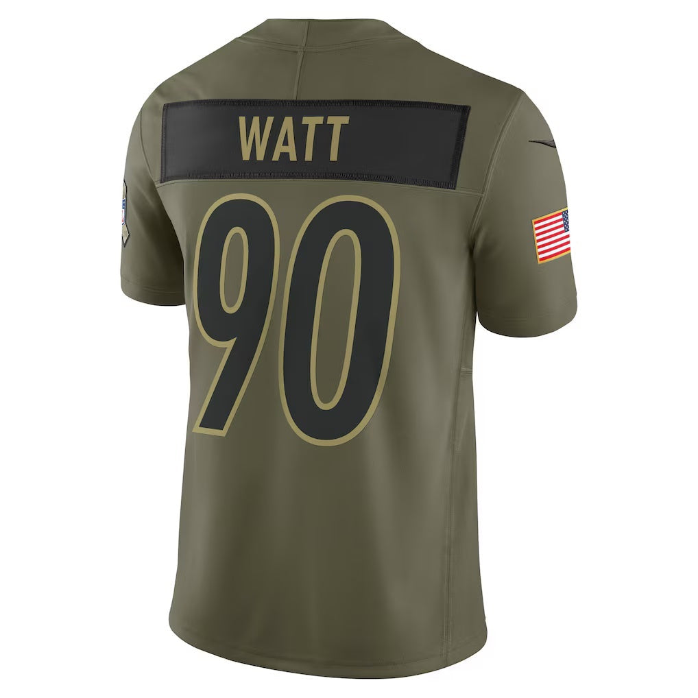Leino P.Steelers #90 T.J. Watt Olive  2025 Salute to Service Limited Jersey