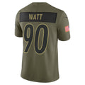 Leino P.Steelers #90 T.J. Watt Olive  2025 Salute to Service Limited Jersey
